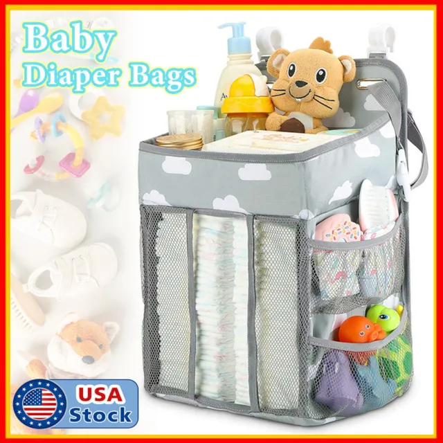 Baby Cot Bed Hanging Nappy Bottle Organizer Storage Bag Cradle Crib Diaper Bag