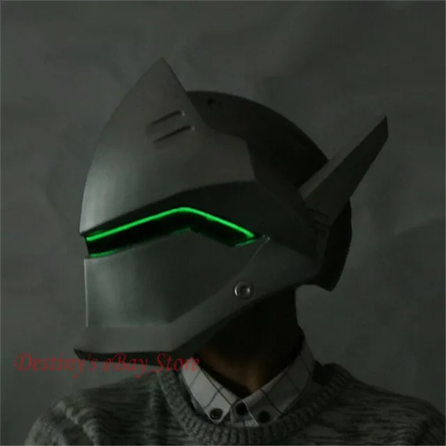 Overwatch OW Genji Cosplay Props PVC Mask Full Face Helmet Gray Halloween Gift