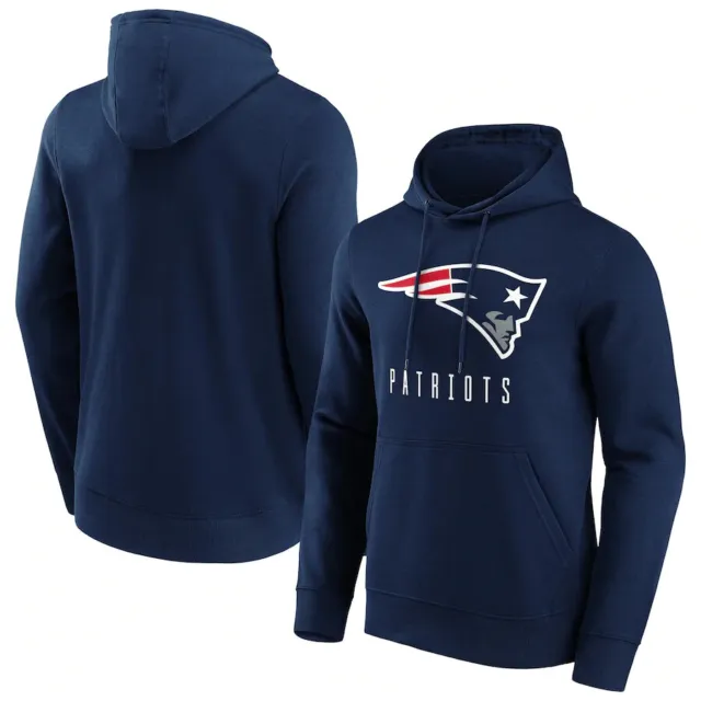 Felpa con cappuccio pullover da uomo Fanatics NFL New England Patriots stagionale Essentials blu navy