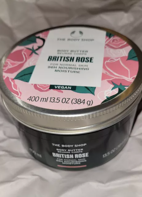 The Body Shop British Rose Body Butter ~ 13.5 oz ~ 96 HR HUMEDAD ~ JUMBO NUEVA