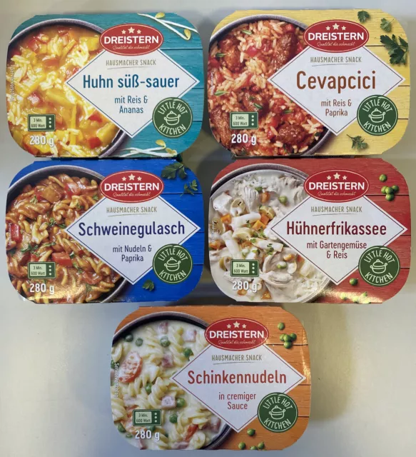 5x Dreistern Menü 5x 280g für Mikrowelle & Herd 5 schnelle leckere Gerichte