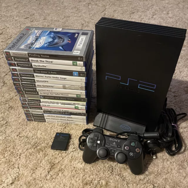 Sony Playstation 2 Black Console + 17 Games SCPH39002