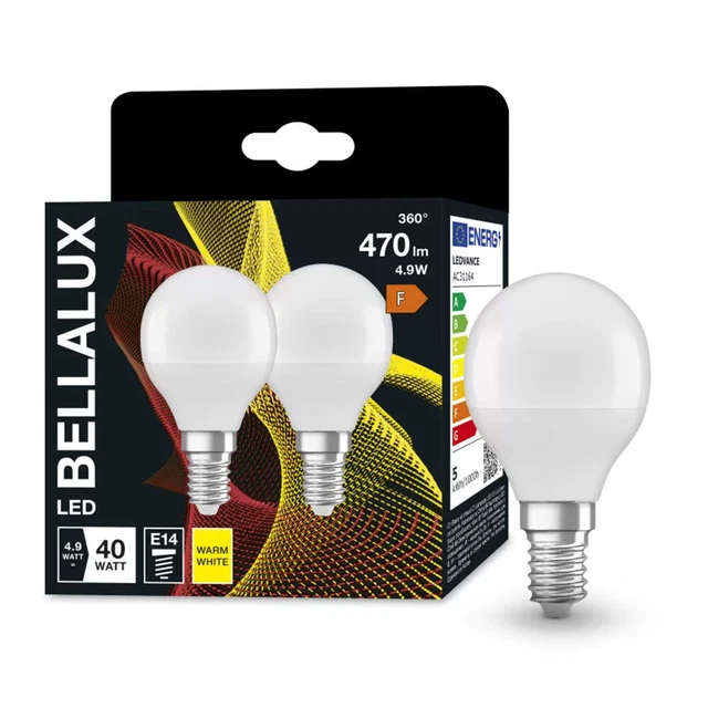 2 x Bellalux LED Lampen P45 Tropfen 5,5W = 40W E14 matt 470lm warmweiß 2700K