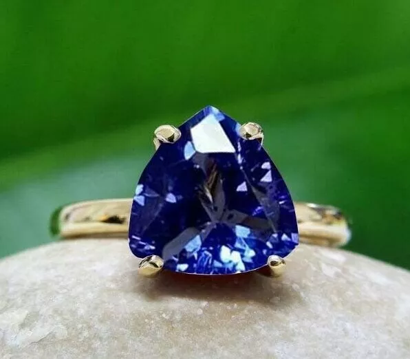 925 sterling silver handmade prong set trillion tanzanite ring