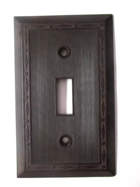 Leviton Dots Diamonds Lines Brown Deco Bakelite Switch Plate Wall Cover Antique