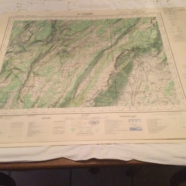 ANCIENNE CARTE GÉOGRAPHIQUE IGN StClaude Dessine 1938/41 Impression 1966 État