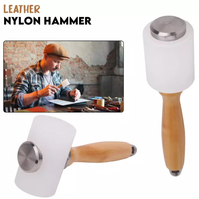 Nylon Mallet Hammer Wooden Handle Faced Carving Stamping DIY Leather Craft Tool