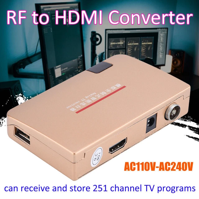 New RF to HD Multimedia Converter Adapter Receiver Analog TV Box Remote C / / 3