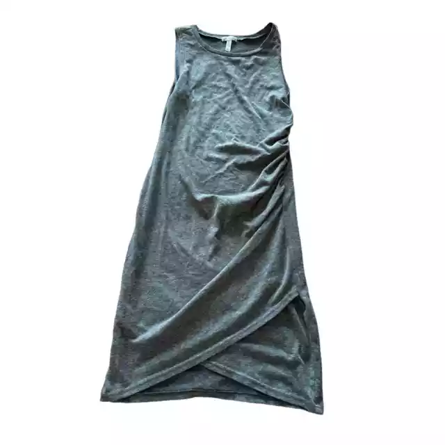 Leith Womens Bodycon Dress Sleeveless Ruched Asymmetrical Hem Gray Size Medium