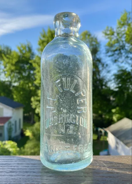 J E Fulper Washington NJ Hutchinson Hutch soda bottle 1880s water tombstone slug