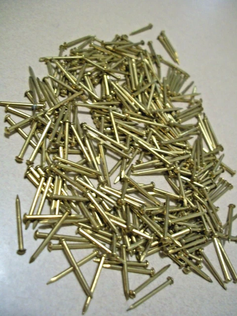 150  Vintage 5/8" X #18, Solid Brass Brad Nails, Round Dome Head Escutcheon Pins