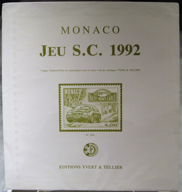 Yvert et Tellier - JEU MONACO S.C 1992 (Avec Pochettes)