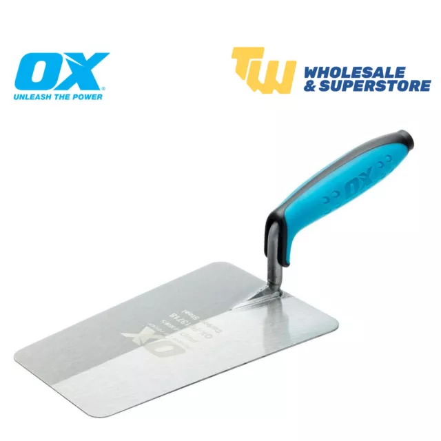 OX Pro 7in Bucket Trowel Carbon Steel 180mm Builders Brick Laying Cement Tools