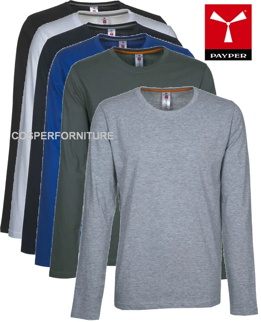 T-shirt manica lunga uomo Payper Pineta girocollo leggera maglia cotone 4xl 5xl