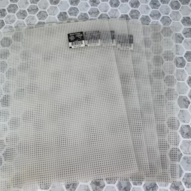 Lot of 6 Plastic Canvas Mesh Sheets Clear Needle Craft 7 Count 10½ x 13½  New
