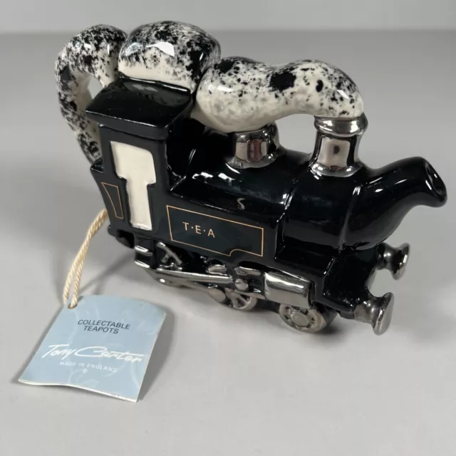 Tony Carter Locomotive Steam Train Black Silver Tea Pot *rear Buffer Missing*