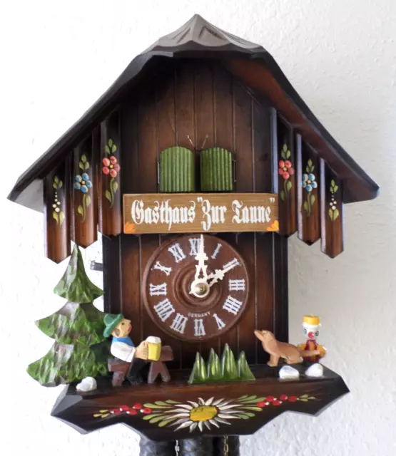 Wow Rare German Animated Gasthaus Zur Tonne 2 Tune Festival Chalet Cuckoo Clock!