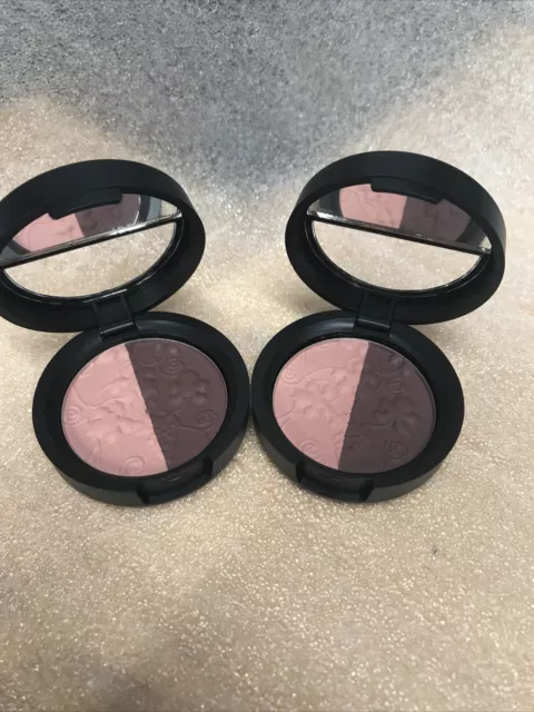 2 Laura Geller baked Impressions eye shadow duo Fine Wine .106 oz pink Burgandy