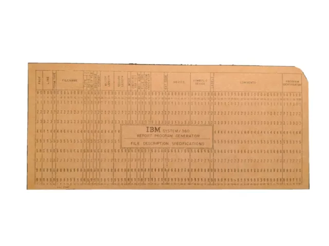Vintage IBM Punch Cards System 360 Report Program Generator Lot of 10 Brown