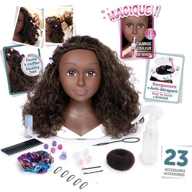 LITTLE NAPPY Tête à Coiffer Cheveux Afro Avec Accessoires - Apprentissage Coiffure Enfant