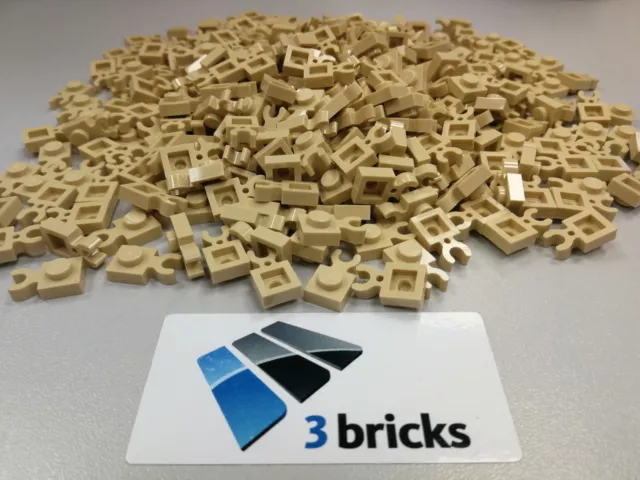 LEGO Tan Plate, Modified 1x1 with Open O Clip Thick (Vertical Grip) 100pc NEW!