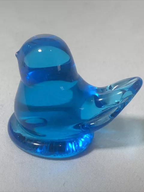 Vintage Blue Bird of Happiness Art Glass Figurine 1987 Signed Leo Ward 2" Figure