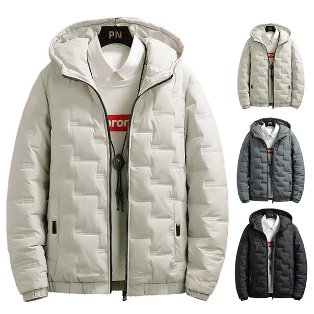 Mens Thicken Puffer Jacket Padded Hooded Coat Winter Warm Full Zipper Outwear /