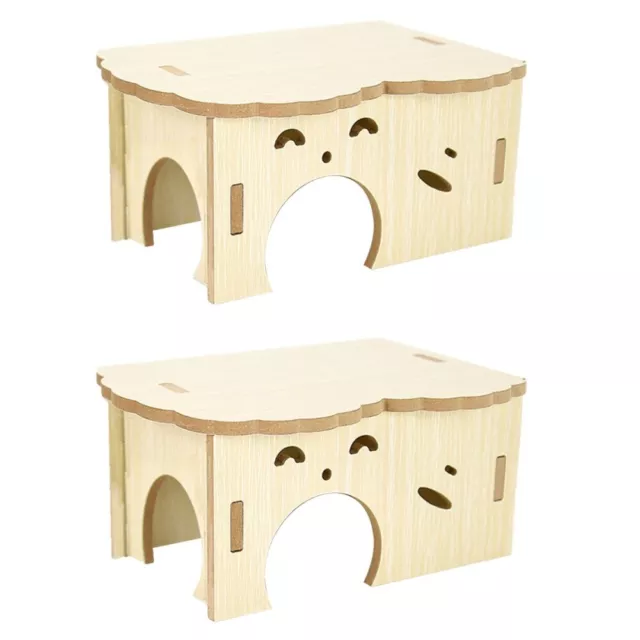 2 PCS Hamster Hideaway Rabbit Cage Indoor Cabin Gifts Chew Toys