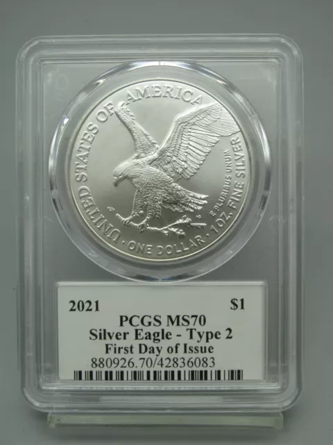 2021 American Silver Eagle Type 2 PCGS MS 70 First Day of Issue