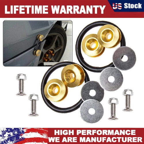 Gold Aluminum Quick Release Fasteners Car Bumper Trunk Fender Hatch Lids Kit US