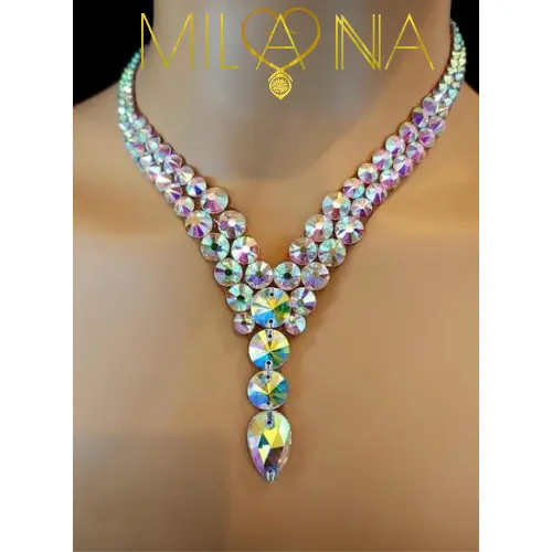Women Ballroom Dance Jewelry Accessories Necklace Crystal AB 