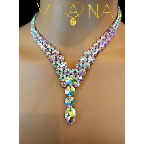 Women Ballroom Dance Jewelry Accessories Necklace Crystal AB 
