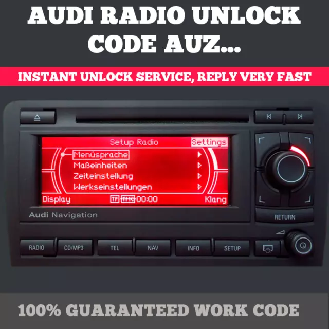 Audi Radio Code Pin Décodage Déverrouiller A3 A4 Tt Symphony Rns-E Concert...