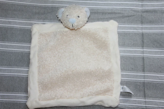 Doudou Nature Et Decouvertes Ours Plat Blanc  Beige Creme Nez Bleu Etat Neuf