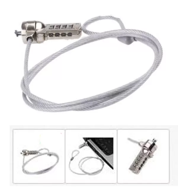 Laptop Computer Pc Security Cable 4 Digit Combination Slot Lock Kensington Style