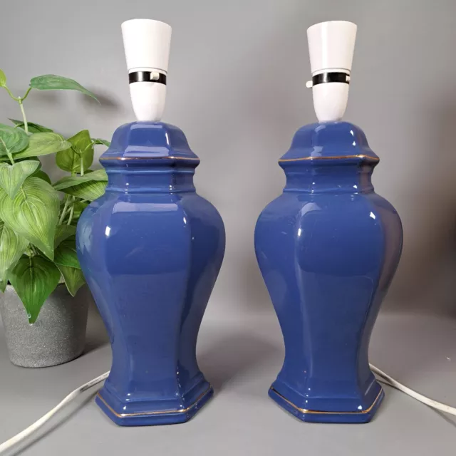 vintage pair of blue ginger jar large table lamps country house interior lights