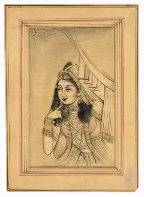 Miniature Portrait Peinture De Moghol Impératrice le Plus Fin Fait à la Main Art