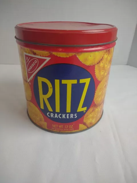 Vintage 13 oz Nabisco Ritz Crackers Tin with Lid 1977 (a)