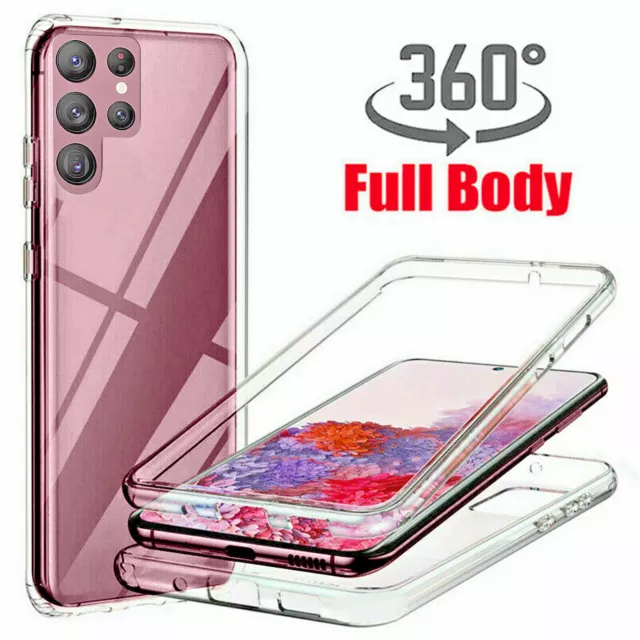 Clear Full Body 360 Case Samsung S24 S23 S22 Ultra S20 FE Shockproof Phone Cover