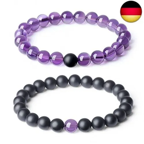 COAI Geschenkideen Glücksarmband aus Amethyst und Eingeschliffenem Onyx EIN