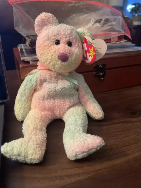 (Retired Error) Rare Ty Beanie Baby Groovy The Ty-dyed Bear-mint -Bid Best Offer