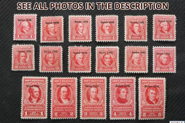 NobleSpirit No Reserve (WJ) US #R411-R427 Mint NH = $190 CV 1945 Documentary