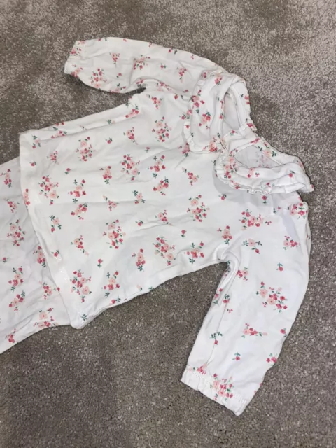Baby Girls Pink Detailed Frilly Collar Top Leggings Outfit Size 0-3 Months