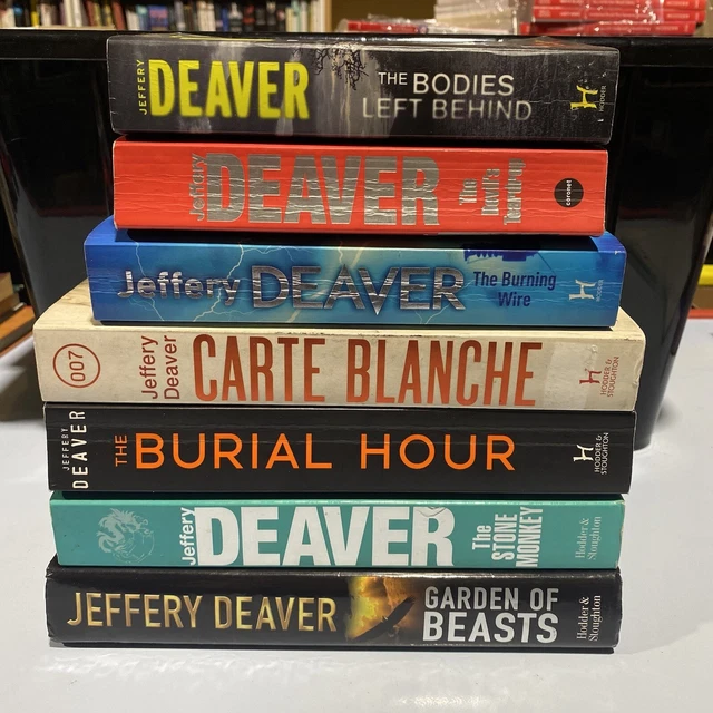 7 Lot Jeffery Deaver-Garden of Beasts, Stone Monkey, Burial Hour, Burning Wire+3