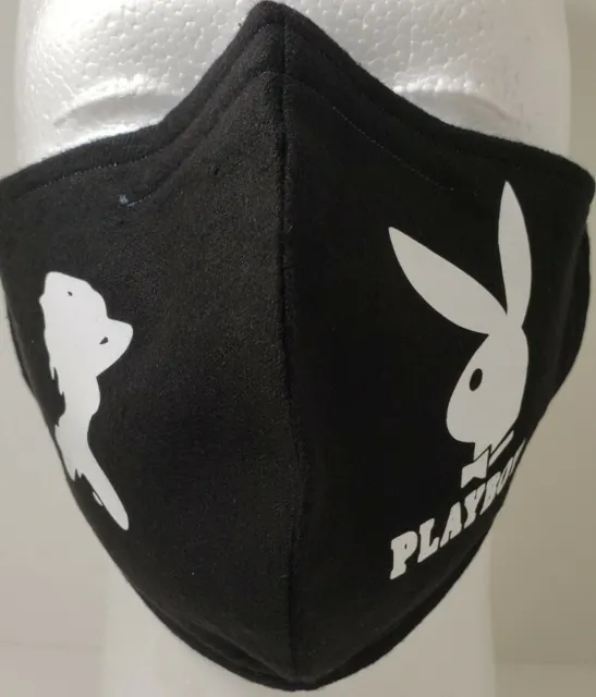 Máscara facial casera negra nueva con logotipo temático de Playboy grande