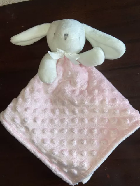 Blankets and Beyond lovey Plush Pink White bunny rabbit baby security blanket