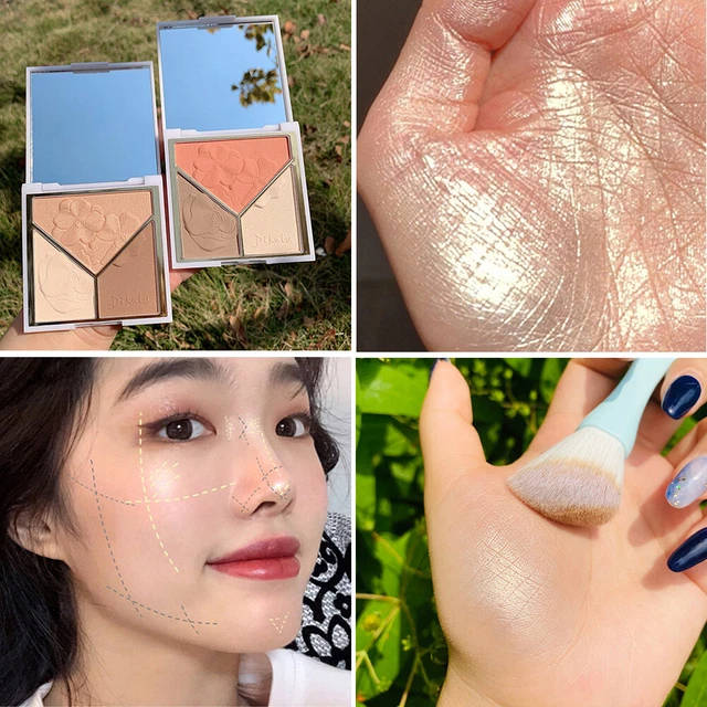 Tricolor Contour Palette Bronzer Highlight Makeup Cosmetics Delicate Matte ~
