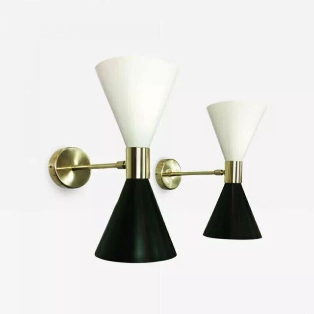 Mid-Century Modern Italian Stilnovo Style Enameled Wall Fixture Sconces