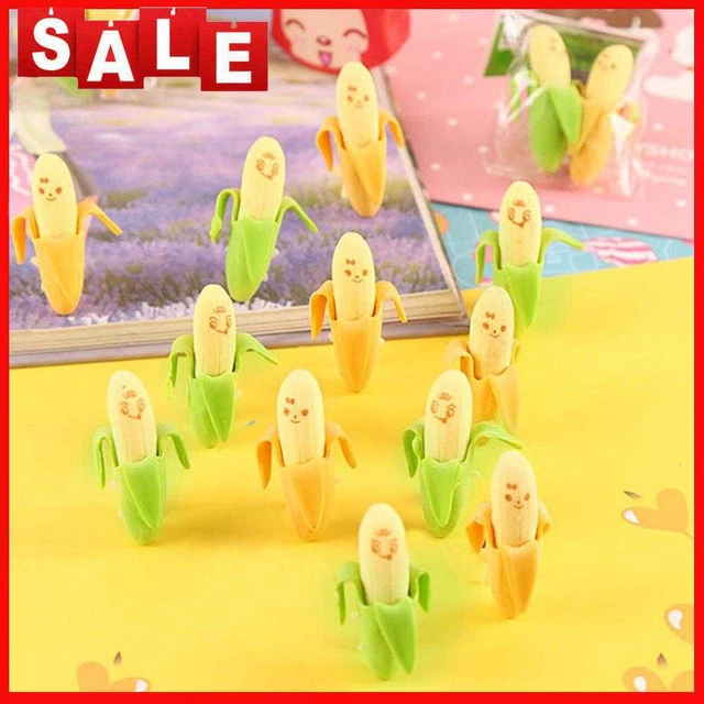 2pcs reizender netter Bananen-Frucht-Art Gummi Bleistift Radiergummi Spielzeug