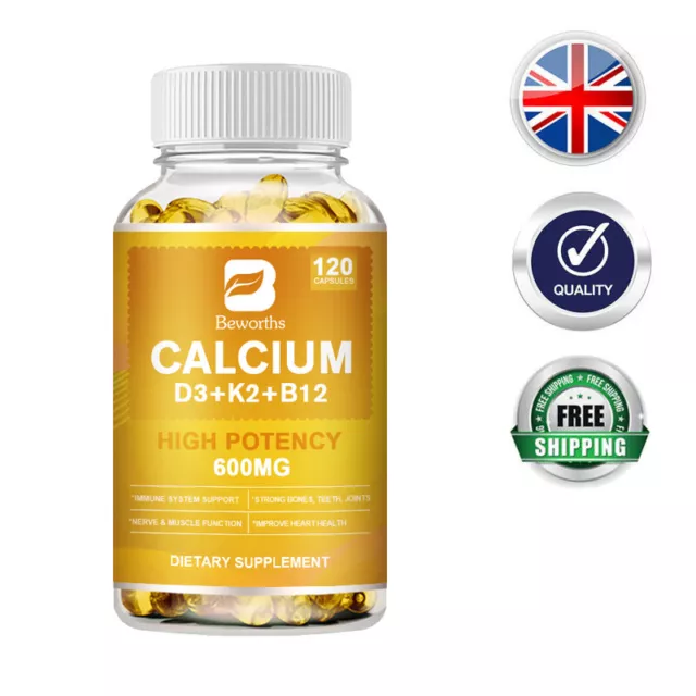 For Immunity Health 4-in-1 Calcium 600 Mg with Vitamin D3 K2 B12 120 Capsules